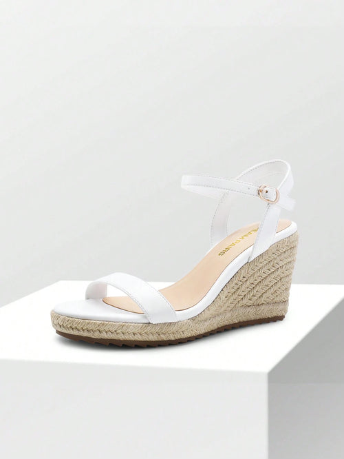 Women's Open Toe Espadrilles Wedge Sandals With Adjustable Buckle Ankle Strap And Soft Footbed Vacation Shopping Summer Dressy Sandals