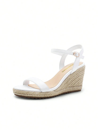 Women's Open Toe Espadrilles Wedge Sandals With Adjustable Buckle Ankle Strap And Soft Footbed Vacation Shopping Summer Dressy Sandals