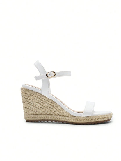 Women's Open Toe Espadrilles Wedge Sandals With Adjustable Buckle Ankle Strap And Soft Footbed Vacation Shopping Summer Dressy Sandals
