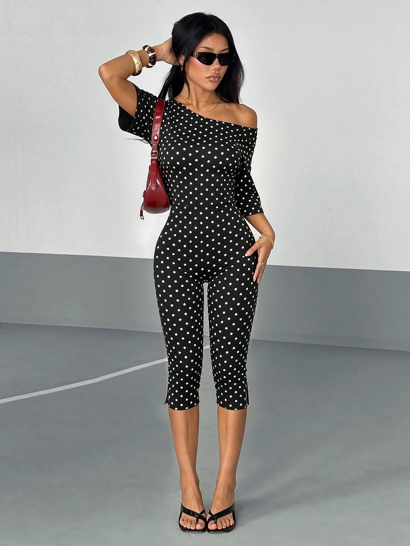 Women's Polka Dot Casual Daily Wear Jumpsuit Capris