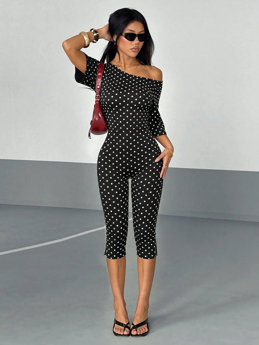 Women's Polka Dot Casual Daily Wear Jumpsuit Capris