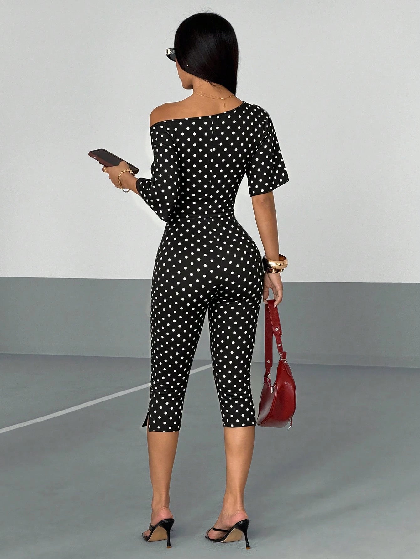 Women's Polka Dot Casual Daily Wear Jumpsuit Capris