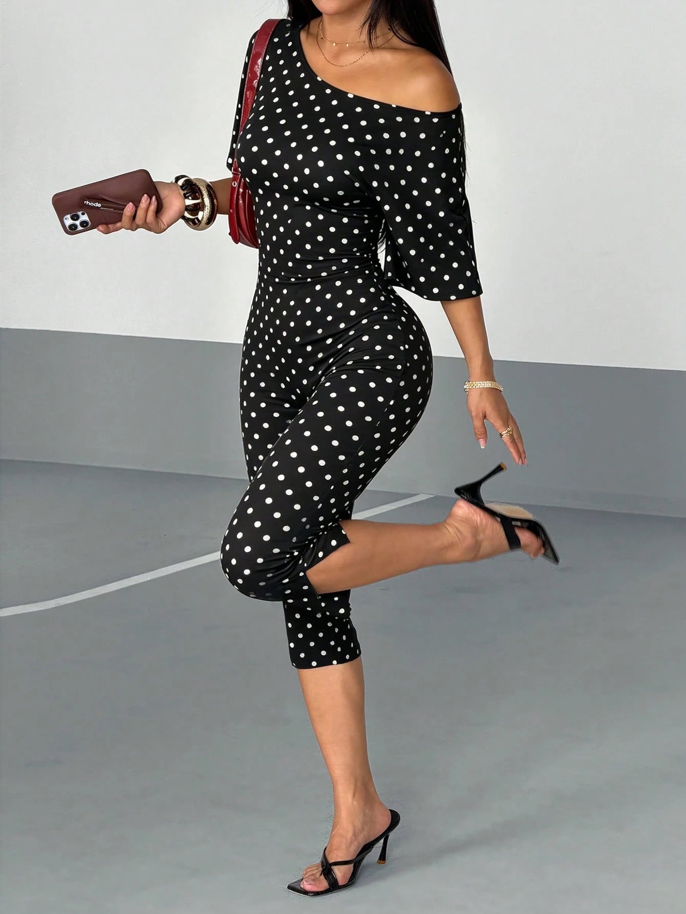 Women's Polka Dot Casual Daily Wear Jumpsuit Capris