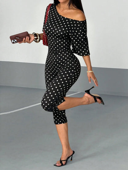 Women's Polka Dot Casual Daily Wear Jumpsuit Capris