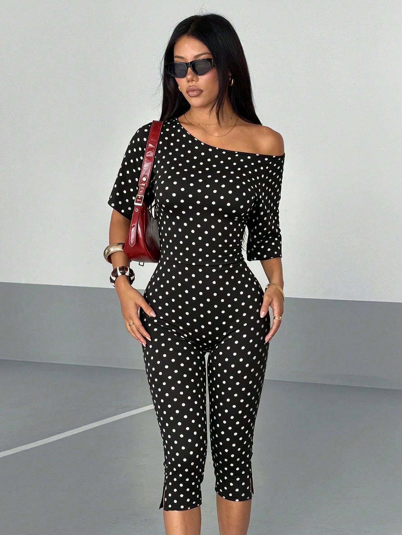 Women's Polka Dot Casual Daily Wear Jumpsuit Capris