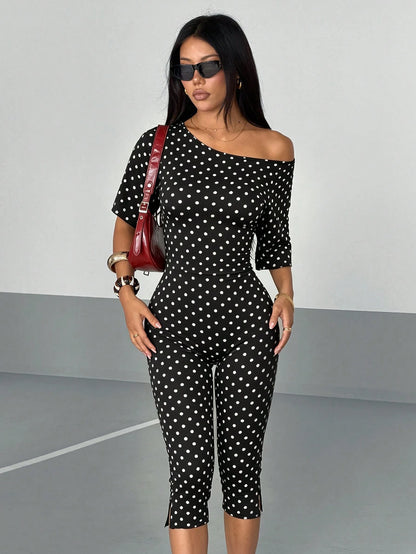 Women's Polka Dot Casual Daily Wear Jumpsuit Capris