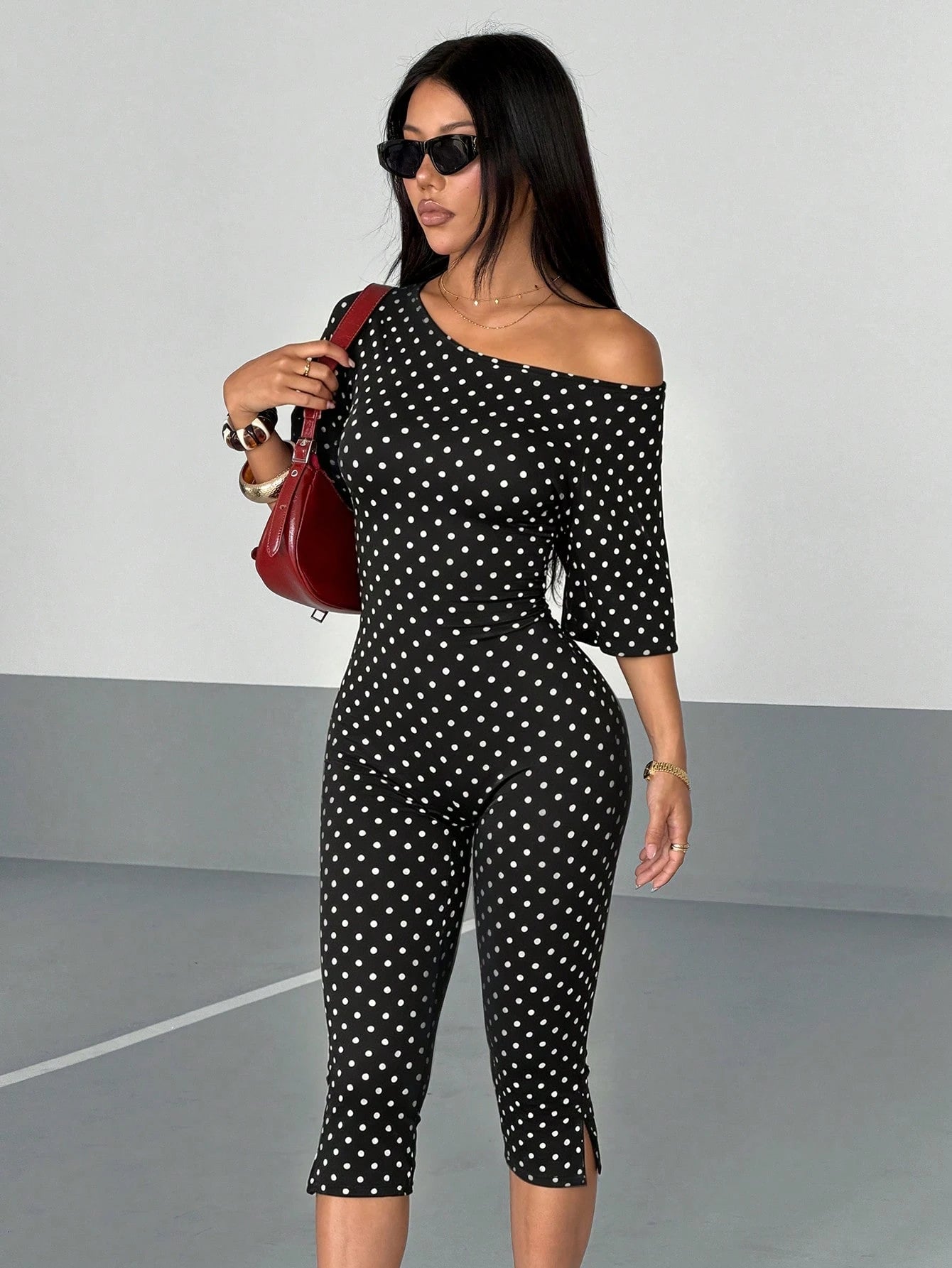 Women's Polka Dot Casual Daily Wear Jumpsuit Capris