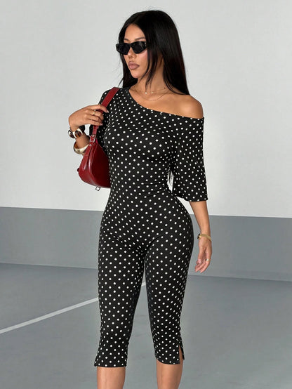 Women's Polka Dot Casual Daily Wear Jumpsuit Capris