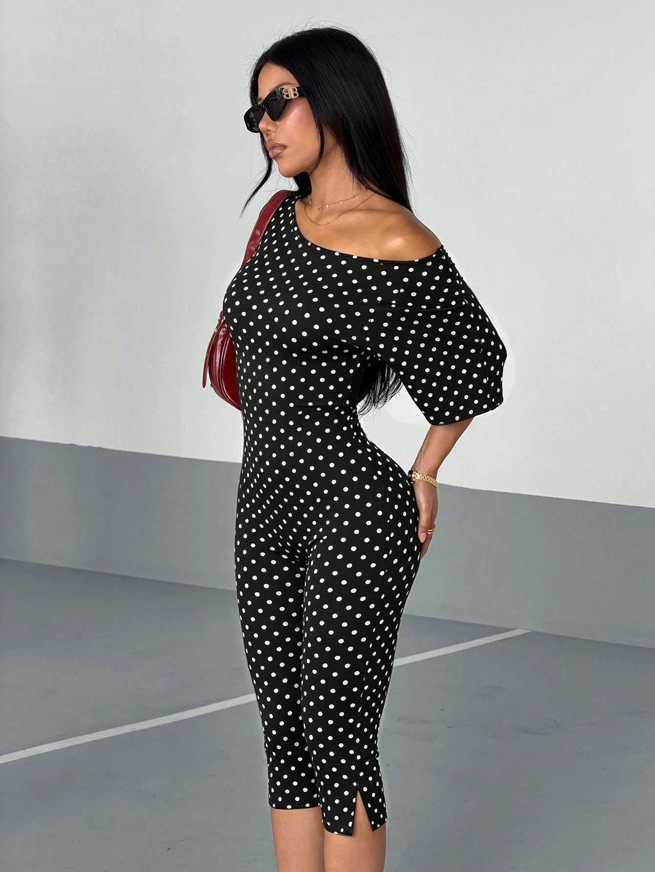 Women's Polka Dot Casual Daily Wear Jumpsuit Capris