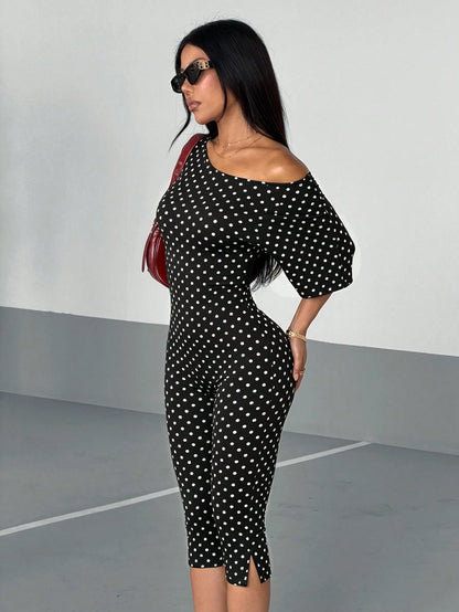 Women's Polka Dot Casual Daily Wear Jumpsuit Capris