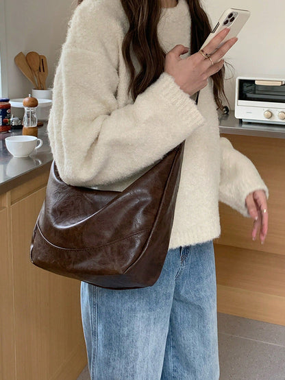 Women's Retro Maillard Crossbody Bag, New Korean Fashion Large Capacity Handbag, Back To School Essential, Reusable, Ideal Gift For Educators, Mothers, Vintage Style Ladies Bag, Street-Chic Japanese S