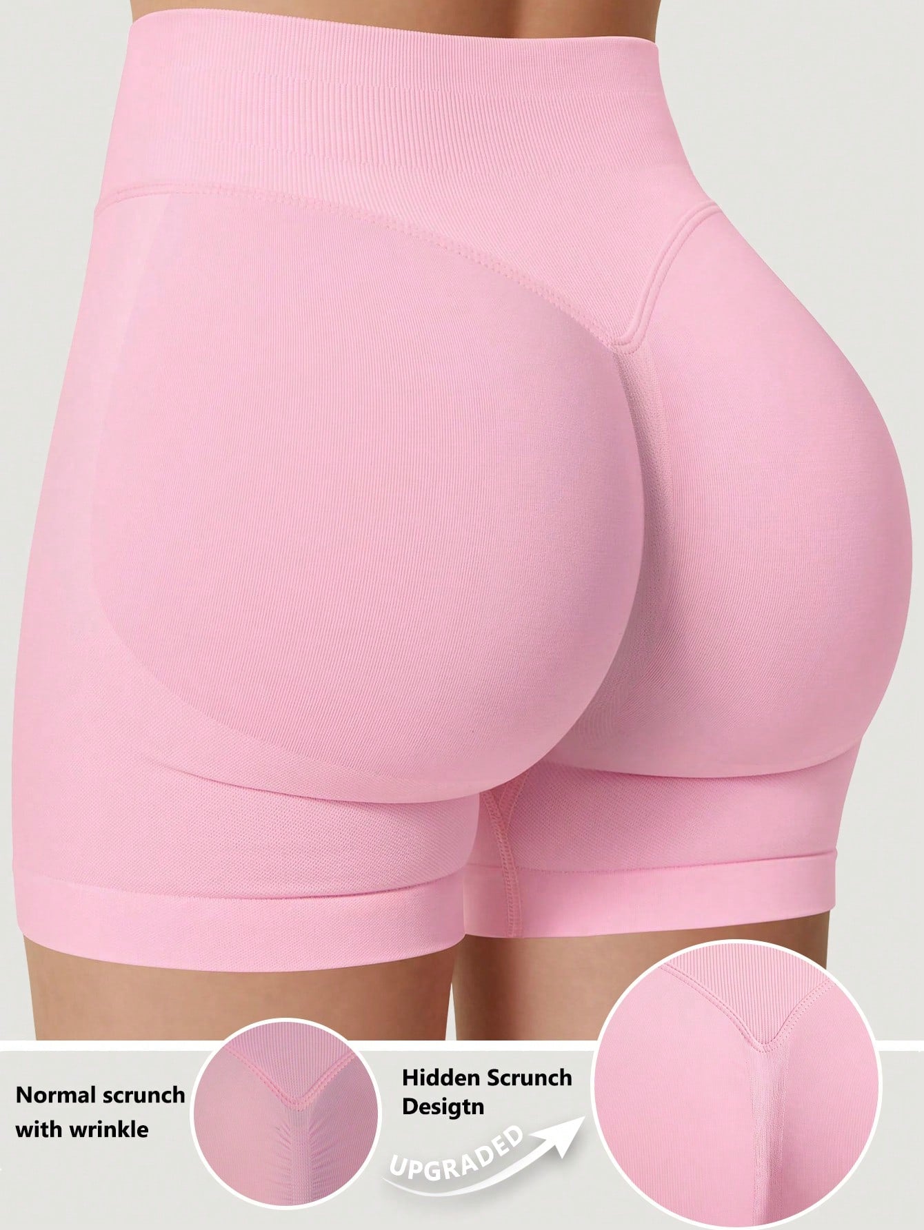 Women's Seamless High Waist ScrunchShorts Butt Lift Workout Shorts Pilates GymRunning Fitness Activewear Mocha MousseSoft Stretch Sports