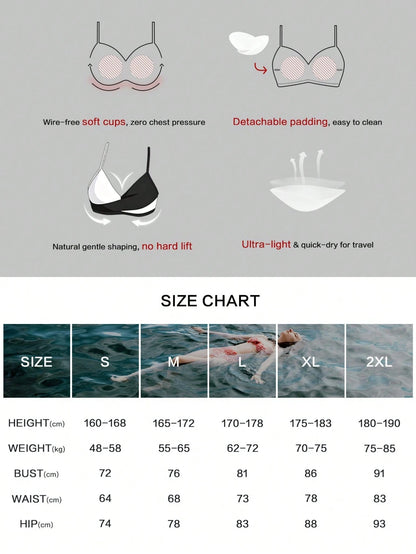 Women's Sexy Casual Black & White Color Block Spaghetti Strap Bikini Set, Beach Summer Vacation New Holiday Travel Outfit, Resort Wear