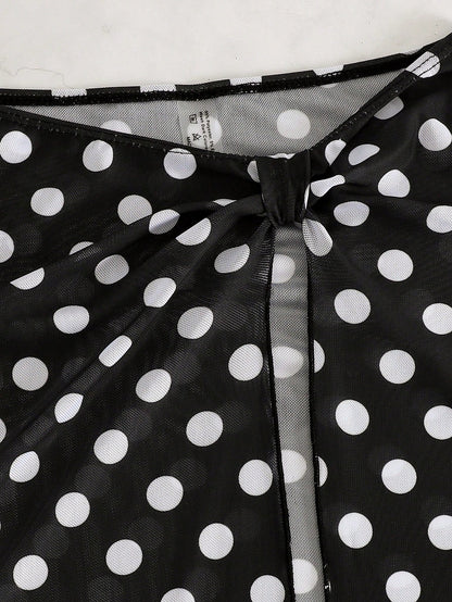 Women's Sexy Polka Dot Bikini Set, Backless Design, High Elasticity, Suitable For Summer Vacation Beach, Euro Summer