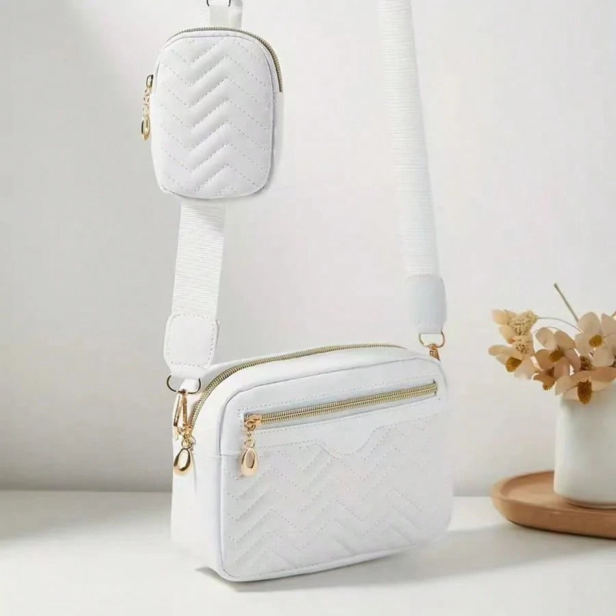 Women's Shoulder Diagonal Crossbody Bag, Fashion V-Shaped Quilted Phone Pouch, Makeup Bag, Casual Handbag