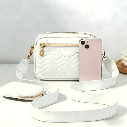 Women's Shoulder Diagonal Crossbody Bag, Fashion V-Shaped Quilted Phone Pouch, Makeup Bag, Casual Handbag