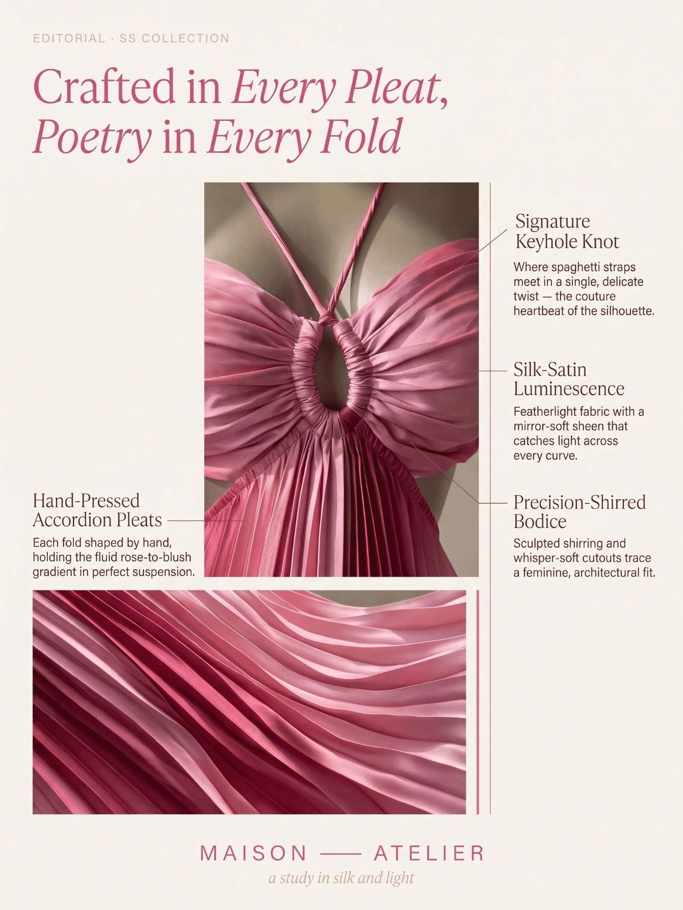 Women's Stunning Pink Ombre Pleated Long Cami Maxi Dress Sleeveless Flared Hem Elegant Party Dress Woven Fabric Prom Gown