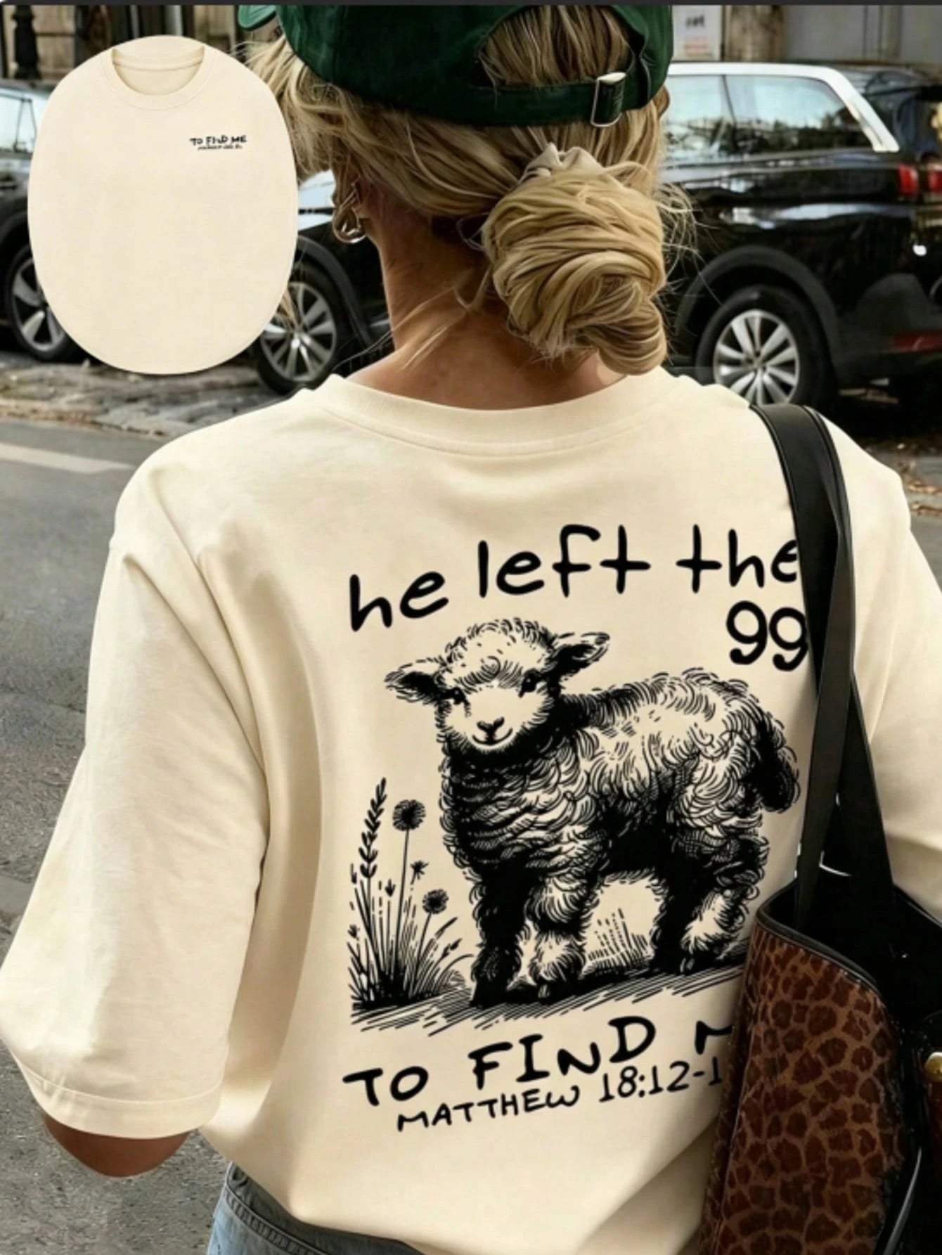 Women's Summer New Simple Letter Alpaca Animal Print Casual Vacation Loose Versatile Round Neck Beige Short Sleeve T-Shirt, Fashionable Everyday Top