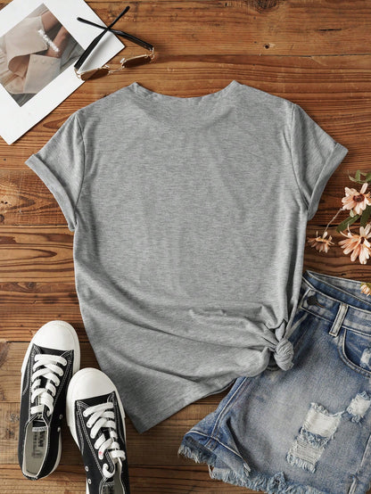 Women's Summer Solid Color Round Neck Short Sleeve Casual T-Shirt