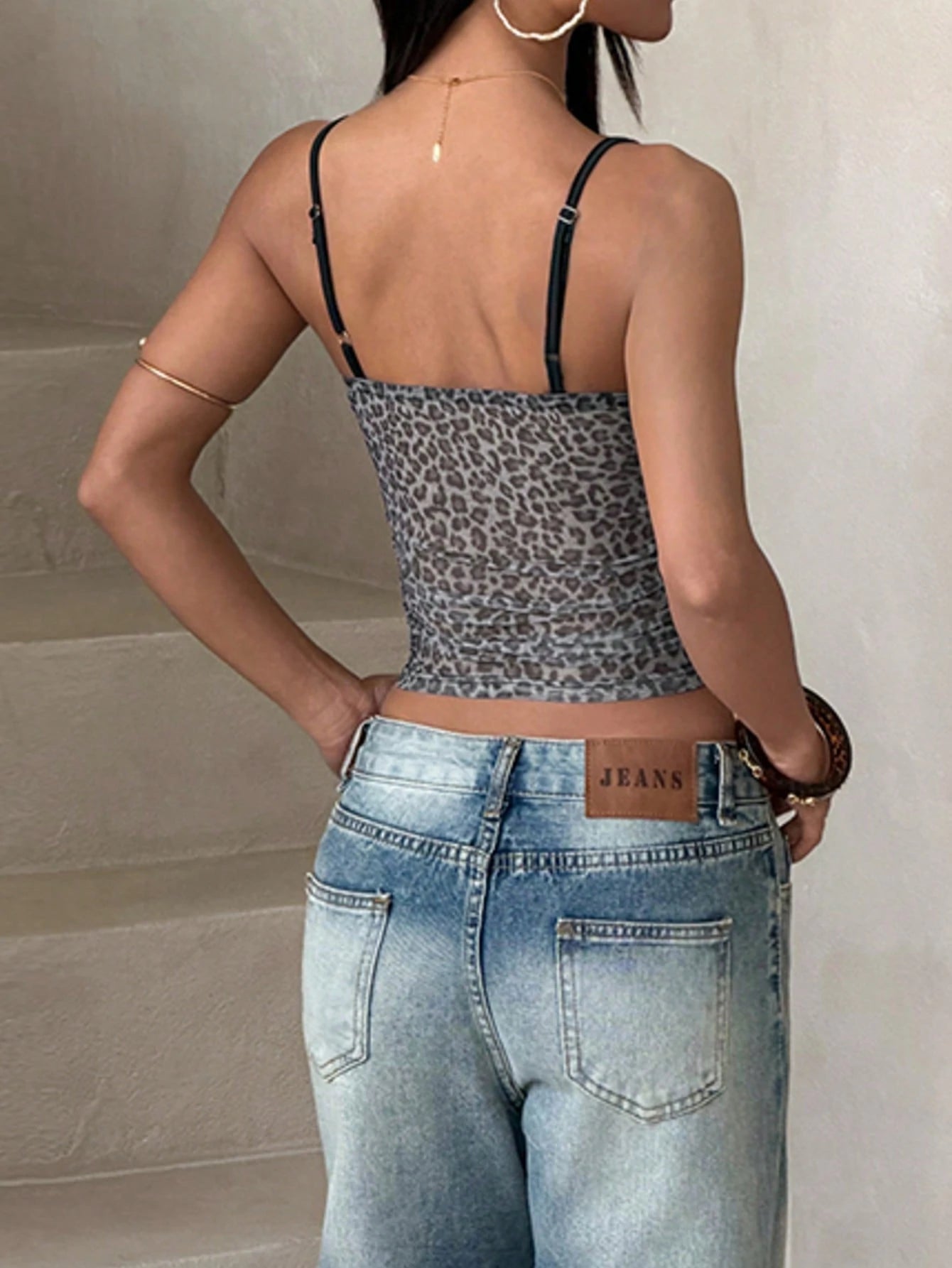 Women's Summer Top- Grey Mesh Print 2 In 1 Halter Neck Tank Top, Suitable For Dates, Parties, Gatherings, Vacations, Beach And Other Occasions Casual