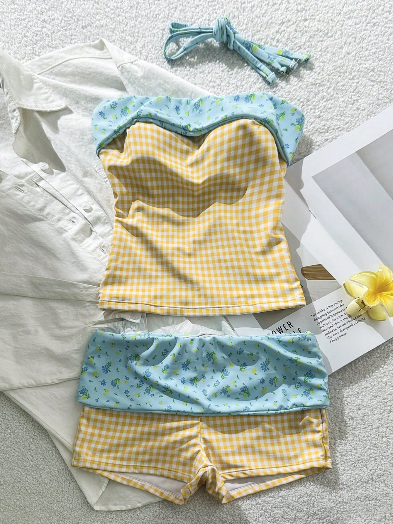 Women's Two-Piece Swimwear Set, Summer Vacation Bikini, Beachwear, Garden Sexy Elegant Outfit, Bohemian Style, 2023 Spring/Summer Beach Vacation Wear, Back To School