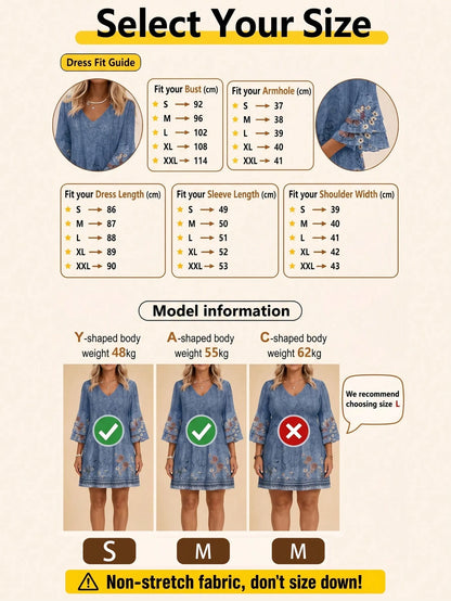 Women's Western Retro Printed V-Neck Long Sleeve Dress Casual Vacation Spring Elegant