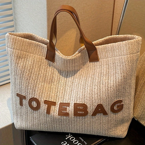 Women's Woven Handbag- Minimalist And Elegant Design, Suitable For Work, Travel, And Beach Scenes. Decorative Stitching And Fine Weaving Techniques