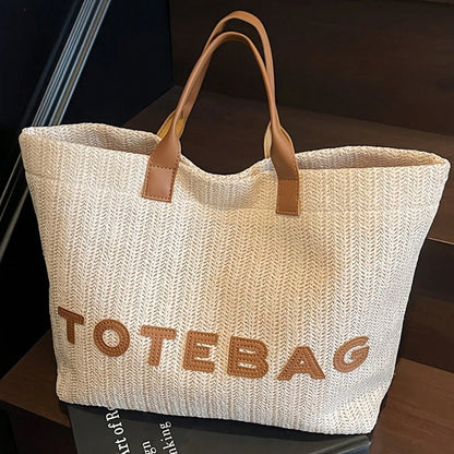Women's Woven Handbag- Minimalist And Elegant Design, Suitable For Work, Travel, And Beach Scenes. Decorative Stitching And Fine Weaving Techniques