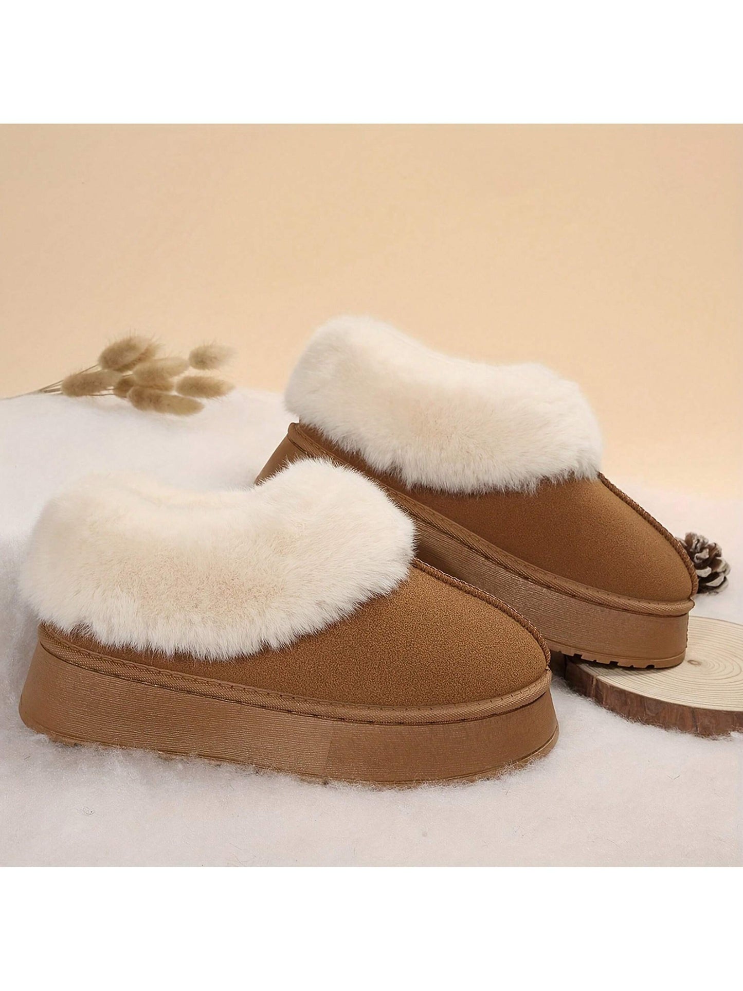 Women Slippers Winter - Thick Flat Suede Shearling Shoes: Warm & Comfy Snow Shoes With Thick Soles, Short Boots Casual For Women Winter Boots Boots For Women Fluffy Boots