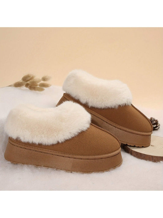 Women Slippers Winter - Thick Flat Suede Shearling Shoes: Warm & Comfy Snow Shoes With Thick Soles, Short Boots Casual For Women Winter Boots Boots For Women Fluffy Boots