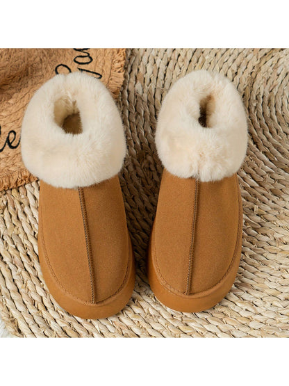 Women Slippers Winter - Thick Flat Suede Shearling Shoes: Warm & Comfy Snow Shoes With Thick Soles, Short Boots Casual For Women Winter Boots Boots For Women Fluffy Boots