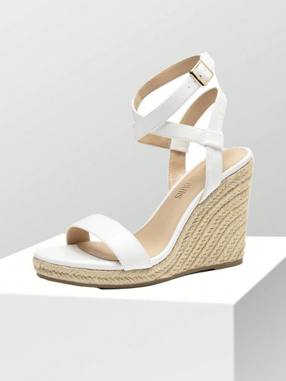 Womens Open Toe Espadrilles Dressy Platform Sandals Buckle Ankle Strap Stylish Wedges Sandals