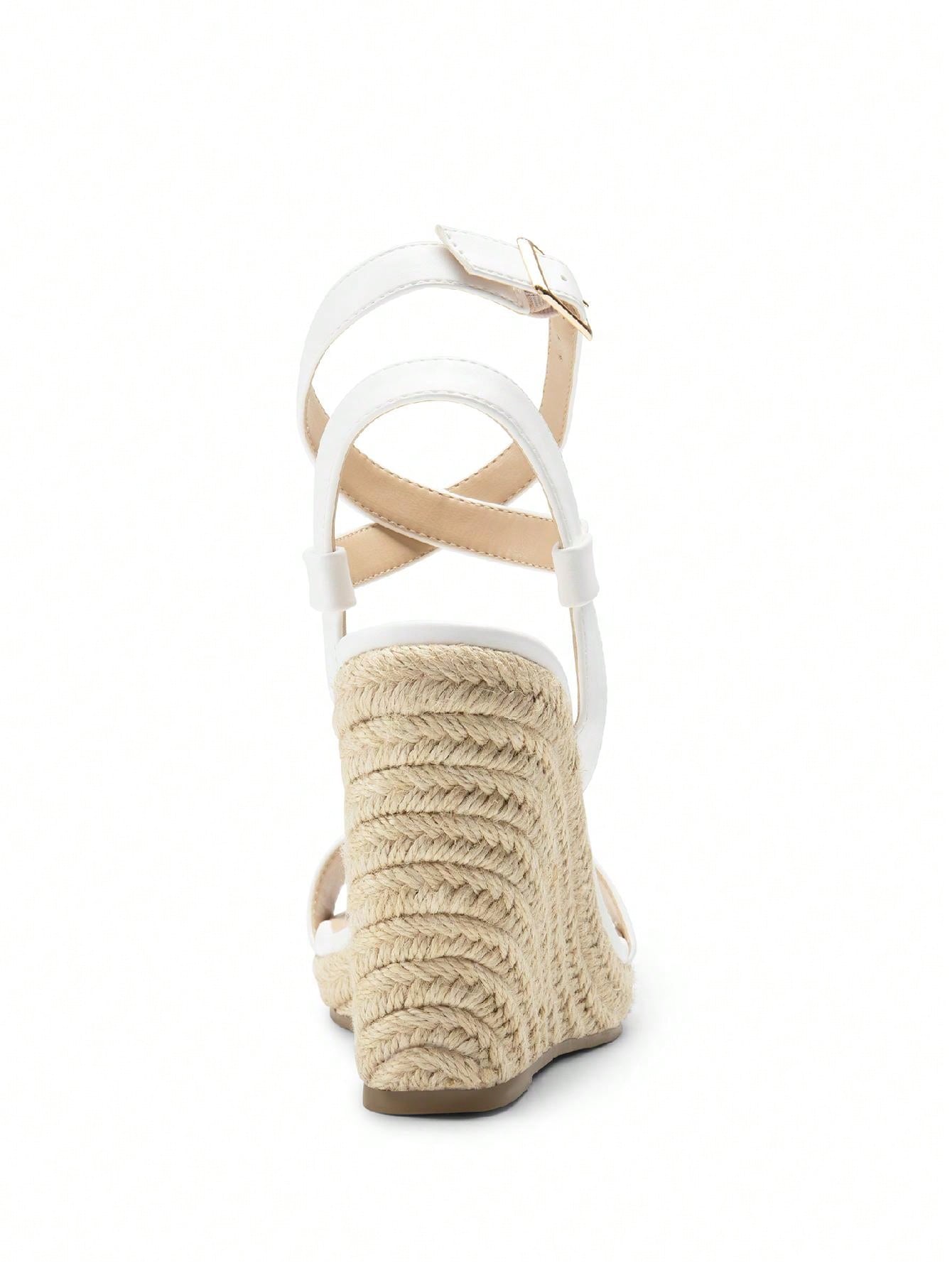 Womens Open Toe Espadrilles Dressy Platform Sandals Buckle Ankle Strap Stylish Wedges Sandals