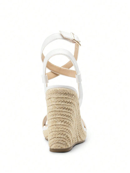 Womens Open Toe Espadrilles Dressy Platform Sandals Buckle Ankle Strap Stylish Wedges Sandals
