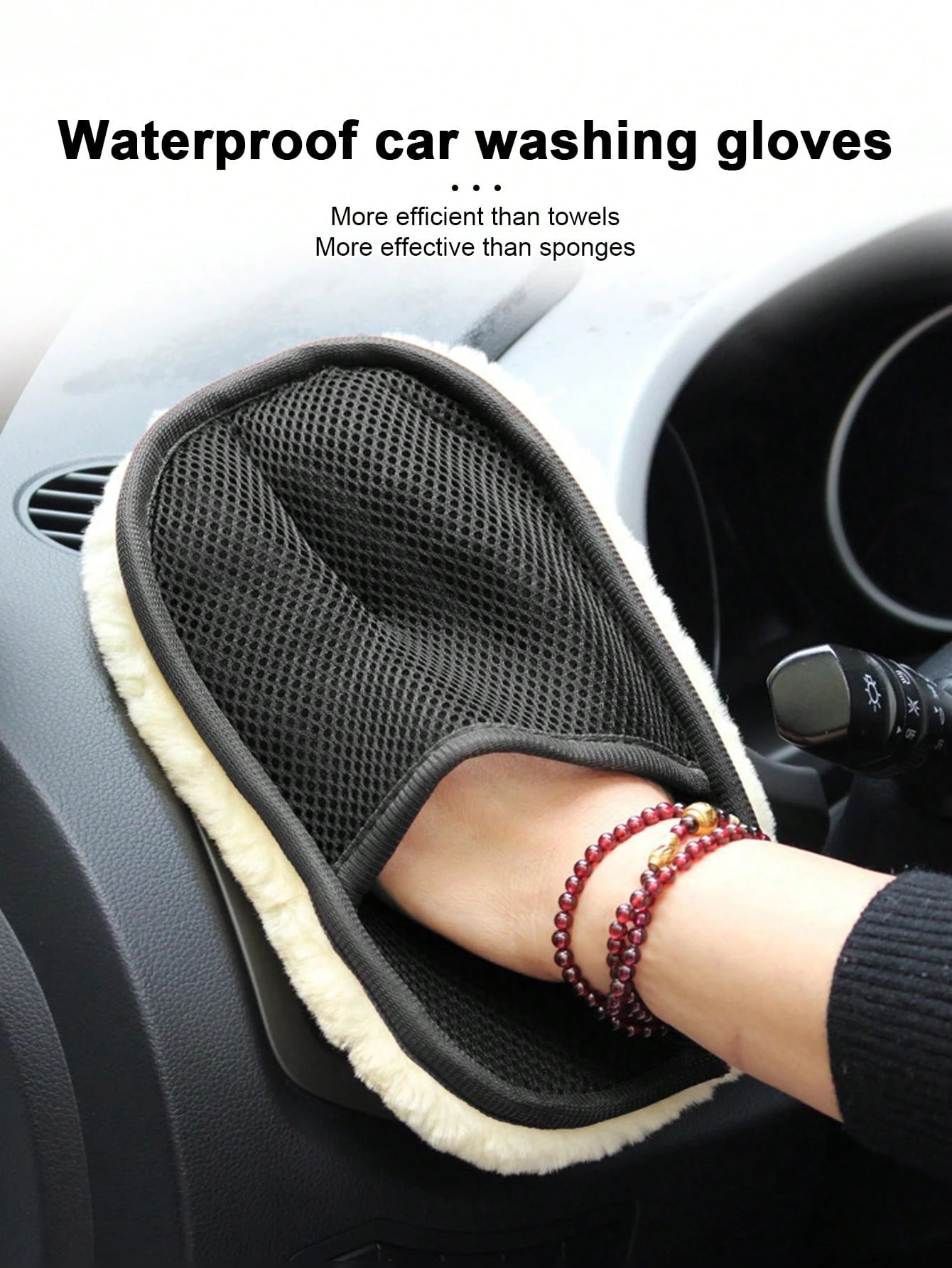 Wool Car Wash Mitt, Car Cleaning Tool, Car Wiping Waxing Stain Removal Cleaning Cloth, Cashmere Glove