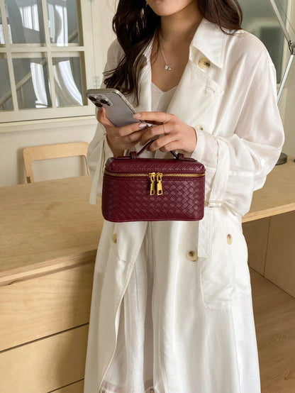 Woven Texture Fashionable Box Bag 2026 Spring/Summer New Shoulder Handbag Crossbody Lunch Box Bag