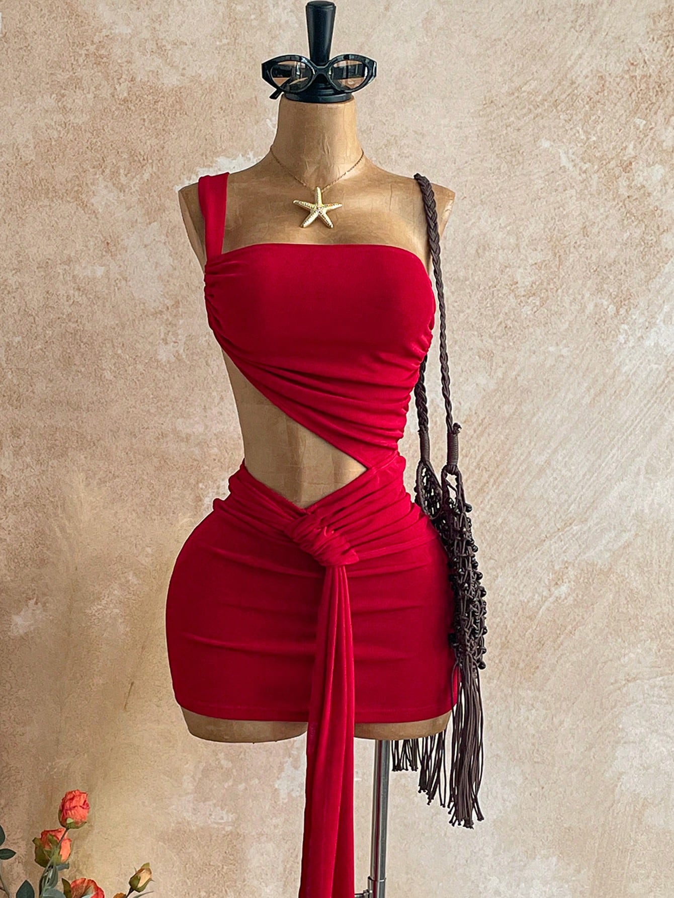 X YERIMUA Soleia Women's Fashionable Red Mini Dress,70s Style Bodycon Summer For Party Club Night Out,Christmas,New Year Holiday,Beach Vacation Outfits,Burgundy Sexy