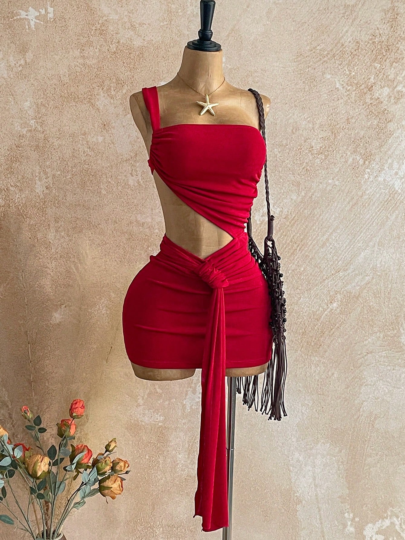 X YERIMUA Soleia Women's Fashionable Red Mini Dress,70s Style Bodycon Summer For Party Club Night Out,Christmas,New Year Holiday,Beach Vacation Outfits,Burgundy Sexy