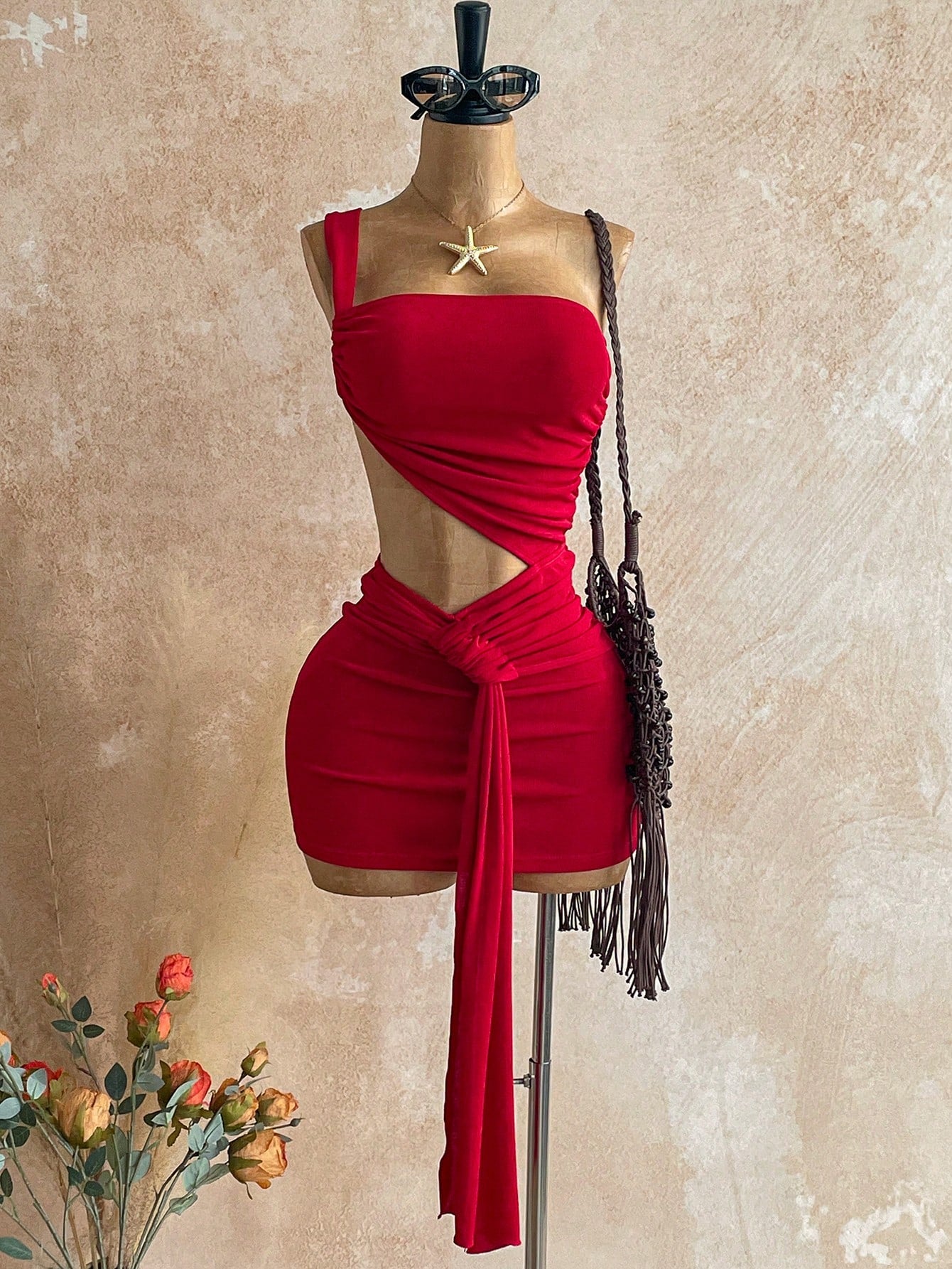 X YERIMUA Soleia Women's Fashionable Red Mini Dress,70s Style Bodycon Summer For Party Club Night Out,Christmas,New Year Holiday,Beach Vacation Outfits,Burgundy Sexy