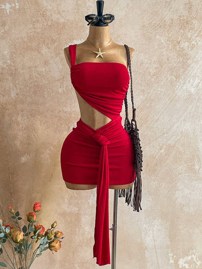 X YERIMUA Soleia Women's Fashionable Red Mini Dress,70s Style Bodycon Summer For Party Club Night Out,Christmas,New Year Holiday,Beach Vacation Outfits,Burgundy Sexy