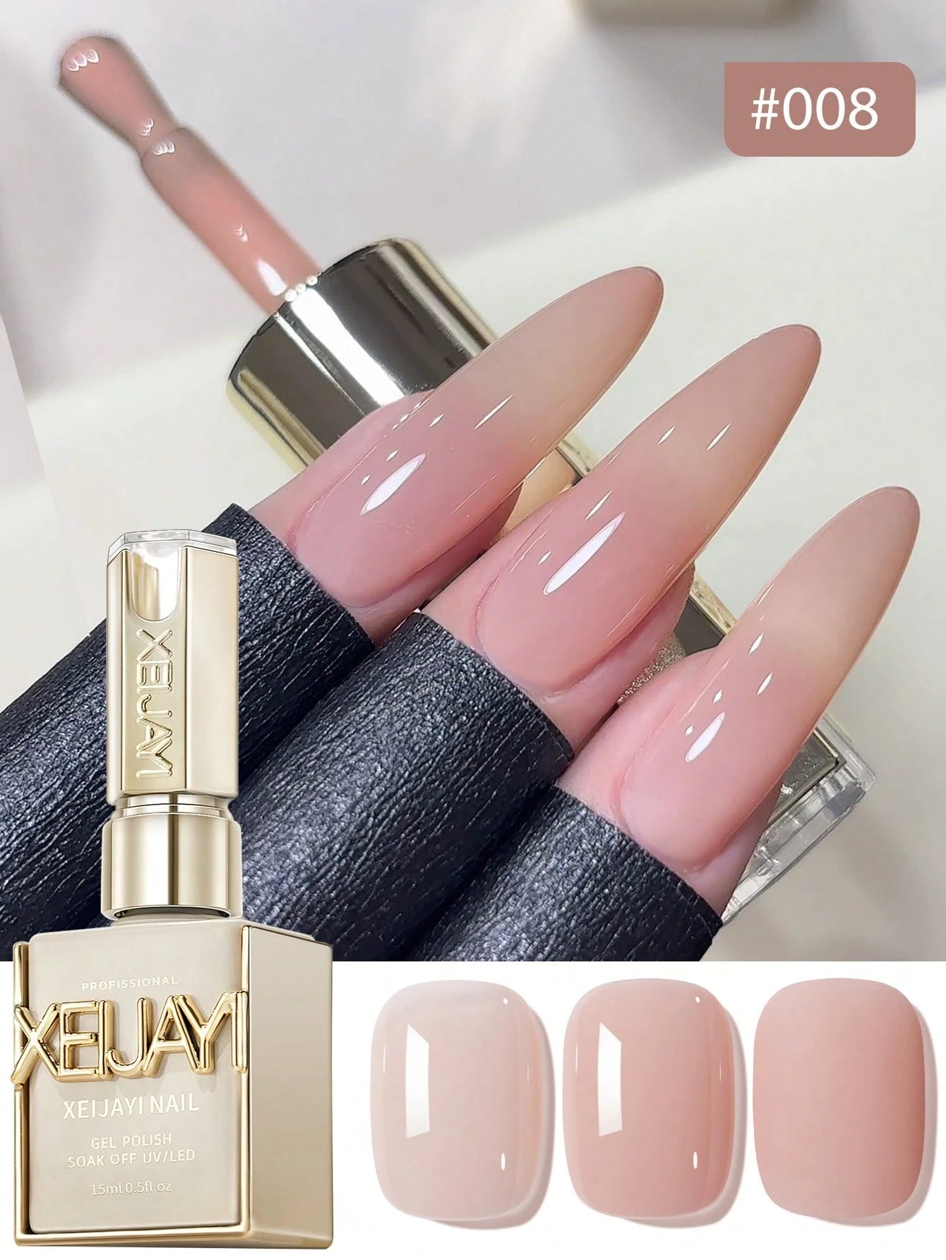 XEIJAYI 1Pc Transparent Pink Gel Nail Polish Gel 15ML Color Gel Nail Polish Long-Lasting Nail Gel Soak Led/UV Gel Nail Polish Nail Art Nail Salon Home Gift For Women