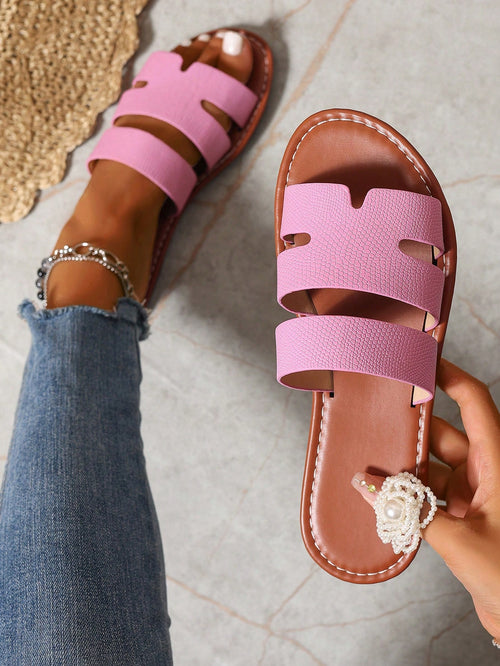 Ximi Ruo New Spring & Summer Women Fashion Casual Strap Outdoor Sandals, Comfortable Flat Slip-On Beach Slide Slippers,Holiday Essential