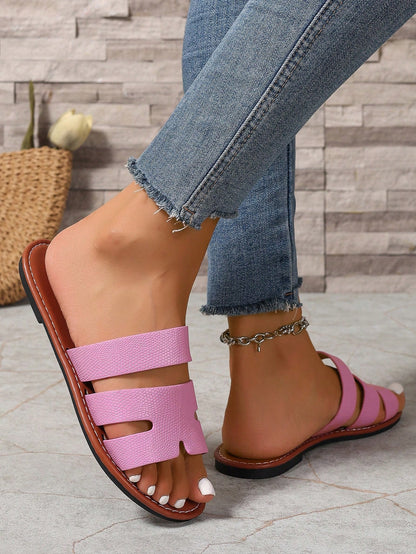 Ximi Ruo New Spring & Summer Women Fashion Casual Strap Outdoor Sandals, Comfortable Flat Slip-On Beach Slide Slippers,Holiday Essential