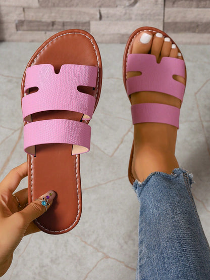Ximi Ruo New Spring & Summer Women Fashion Casual Strap Outdoor Sandals, Comfortable Flat Slip-On Beach Slide Slippers,Holiday Essential