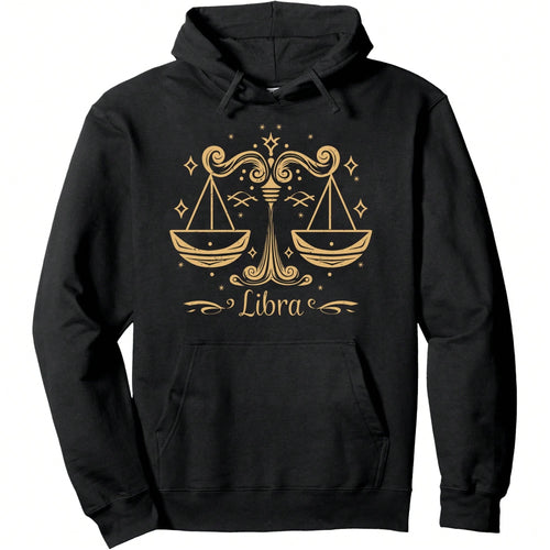 Y2K Libra Silhouette Sports Short Sleeve Men's Pullover Hoodie Soft Streetwear Fall Festival Winter