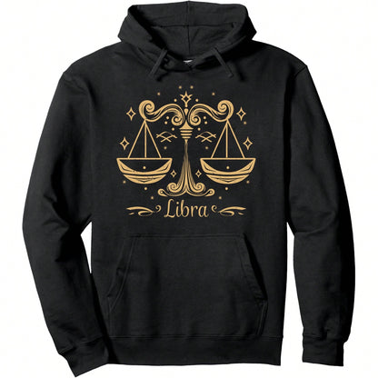Y2K Libra Silhouette Sports Short Sleeve Men's Pullover Hoodie Soft Streetwear Fall Festival Winter