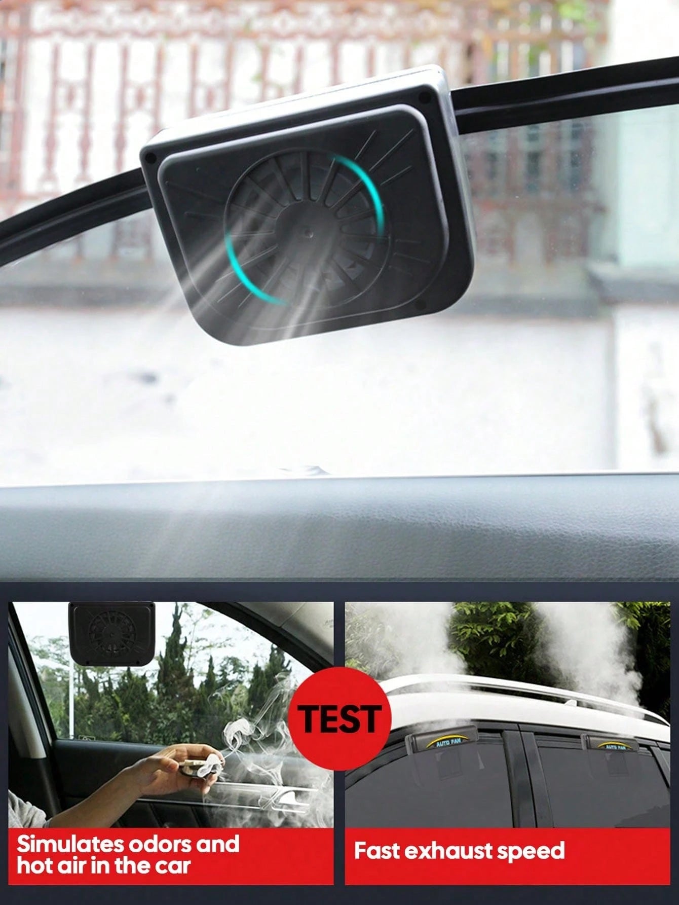 YAIUZGOO Solar Car Exhaust FanCar Ventilation CoolerCompact Solar Car Ventilation FanCar Window Windshield Ventilation System Radiator Cooling FanSummer Cooling FanDeodorizing Ventilation Breathable P