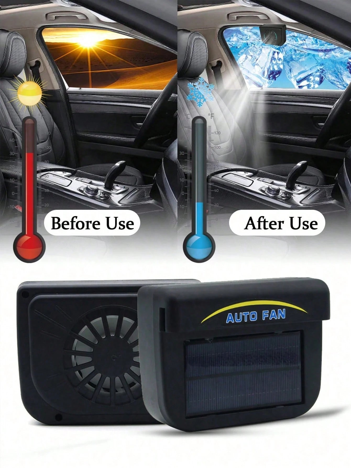 YAIUZGOO Solar Car Exhaust FanCar Ventilation CoolerCompact Solar Car Ventilation FanCar Window Windshield Ventilation System Radiator Cooling FanSummer Cooling FanDeodorizing Ventilation Breathable P