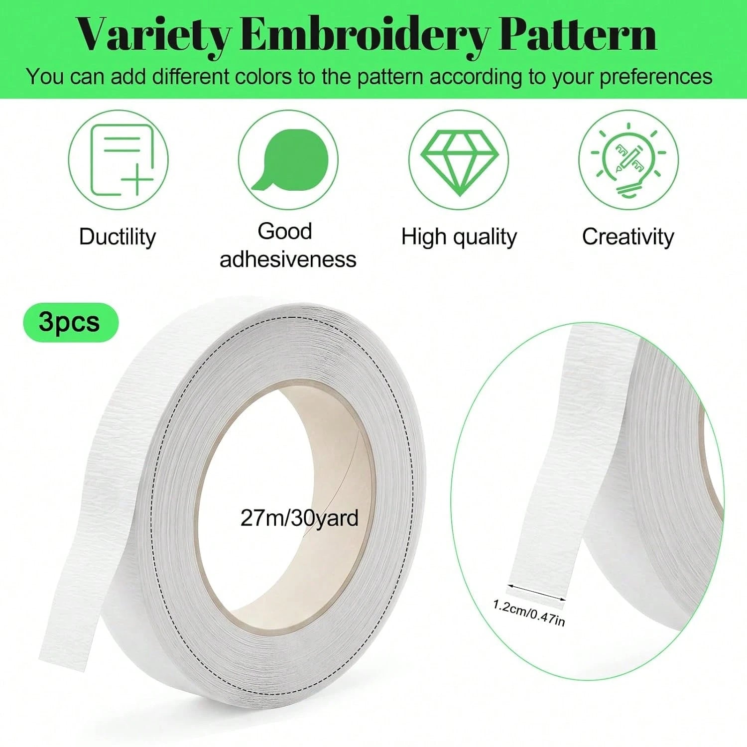 Ymapinc 3 Rolls White Floral Tape, Waterproof Florist Tape For Bouquets| Flower Tapes For Bouquet Stem Wrap, Florist Supplies For Corsages, Wedding