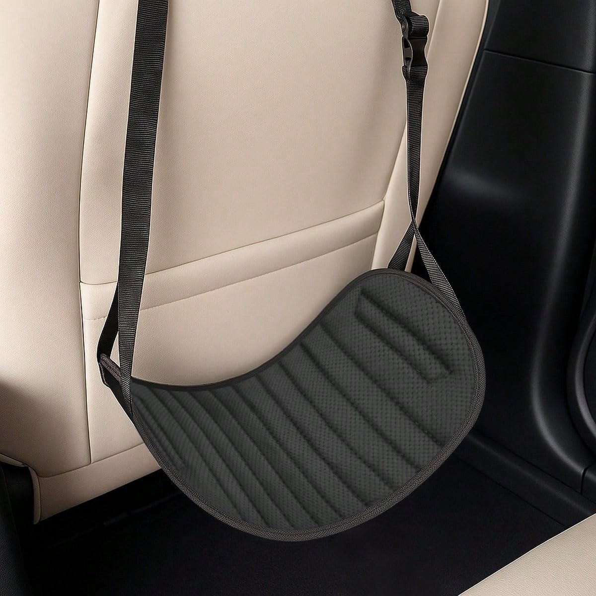 YoRise Car Seat Foot Rest For Adult, Auto Rear Seat Hanging Supportive Foot Hammock With Adjustable Strap, Portable Vehicle Footrest Pad For Air Travel, Office Use, And Car Trips (BL-Oxford)